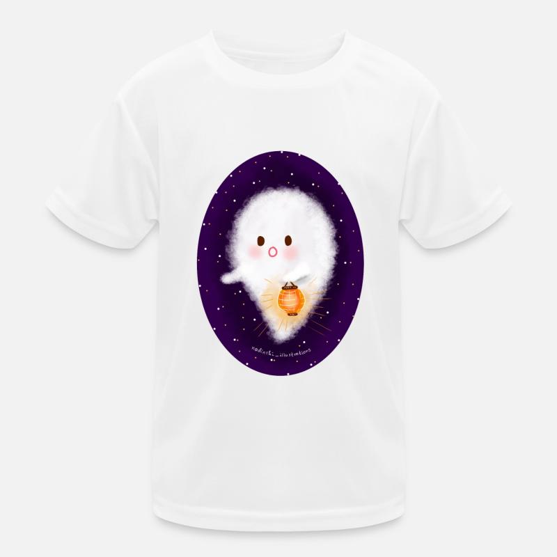 Ghost with lantern - Kids Functional T-Shirt - white