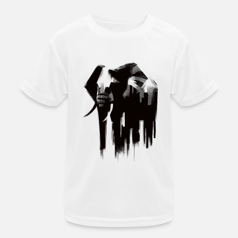 Elephant Charcoal Drawing Kids Functional T-Shirt