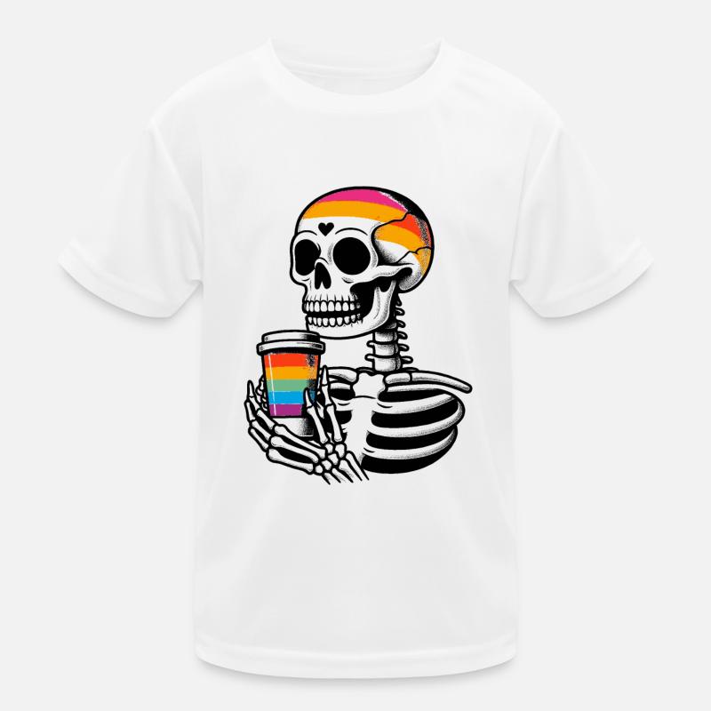Skelett mit Kaffee - Skeleton Coffee Kinder Funktions-T-Shirt