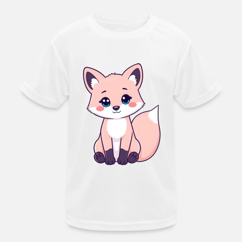 Curious Ginger Tabby Fox with Striking Pink Cheeks Kids Functional T-Shirt