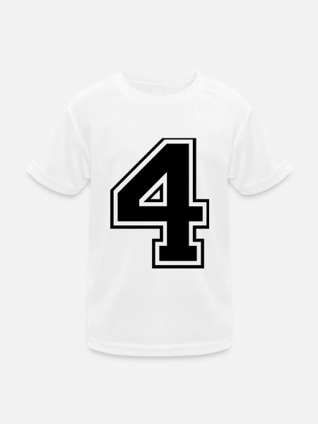 4, Four, Four, number, number - Kids Functional T-Shirt - white - Front