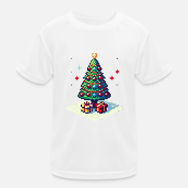 8 Bit Christmas Tree Kids Functional T-Shirt