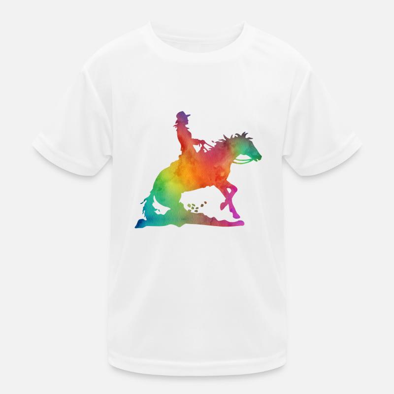 Westernreiterin Aquarell Look Kinder Funktions-T-Shirt