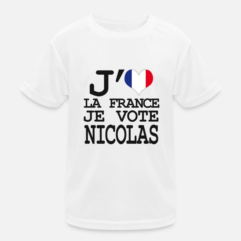 Ich liebe Frankreich Ich stimme Nicolas Kinder Funktions-T-Shirt