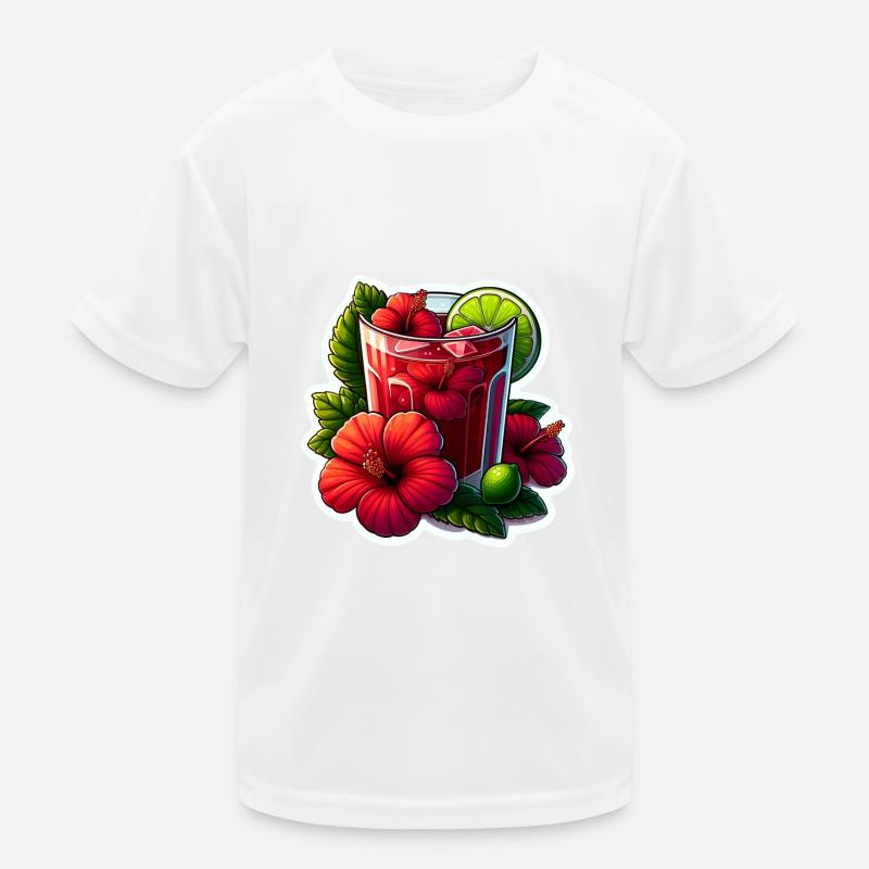 Red Flower Hibiscus Tea Kids Functional T-Shirt