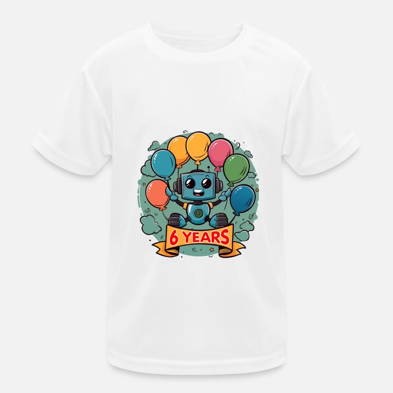 6 ans d’anniversaire petit robot avec des ballons T-shirt sport Enfant