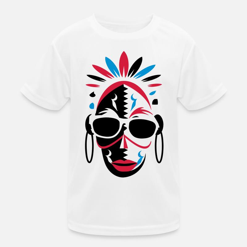 afrikanische Maske mit Sonnenbrille als Stencil Kinder Funktions-T-Shirt