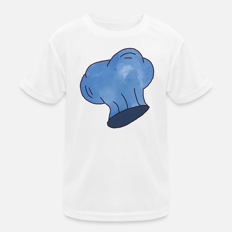 Small blue chef's hat with clouds - Kids Functional T-Shirt - white