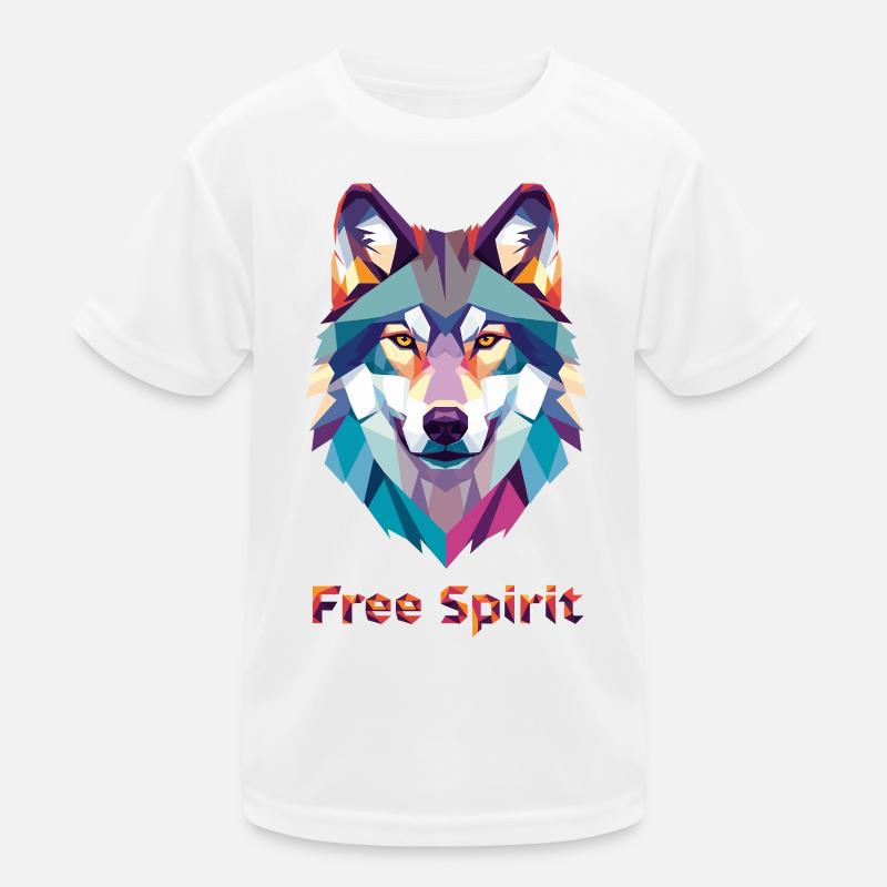 Geomorphischer Wolf mit Farbexplosion Kinder Funktions-T-Shirt