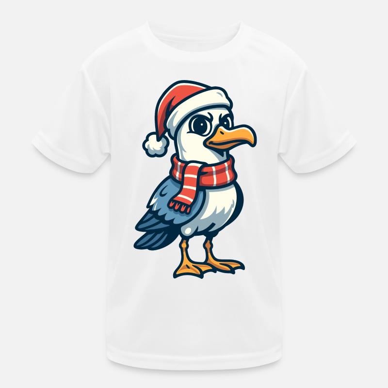 Möwe mit Weihnachtsmütze Kinder Funktions-T-Shirt