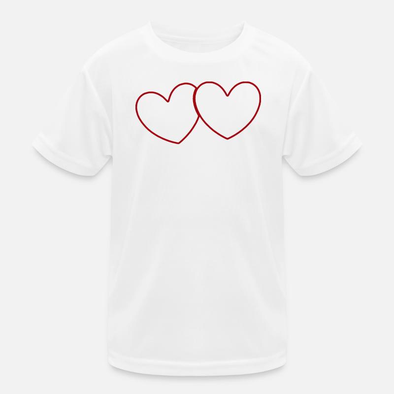 2 rote Herzen Herz Geschenk Valentinstag Kinder Funktions-T-Shirt