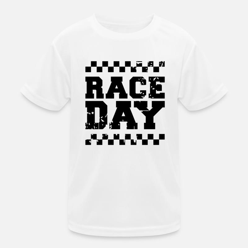 Jour de course drapeau à damier voiture de course formule icône de course T-shirt sport Enfant