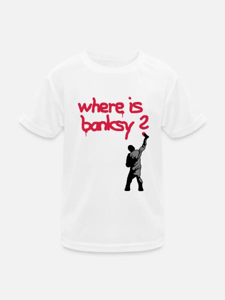 where is banksy - Kids Functional T-Shirt - white - Front
