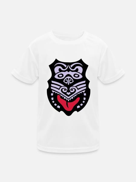 maori maske tribal ethnische tattoo - Kinder Funktions-T-Shirt - Weiß - Vorne