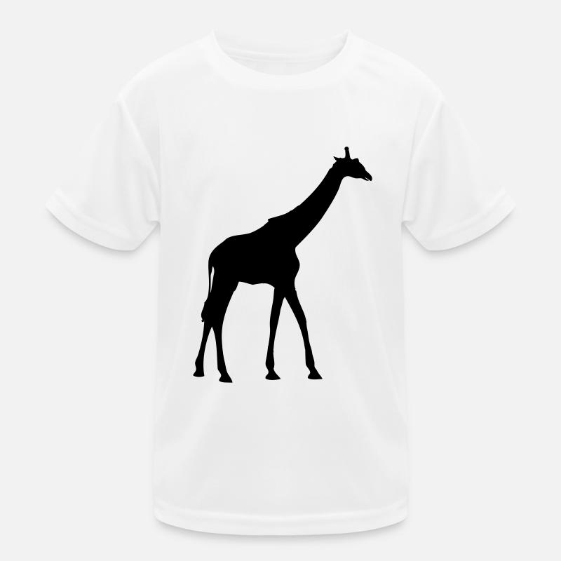 Giraffe zoo animal silhouette in black color Kids Functional T-Shirt