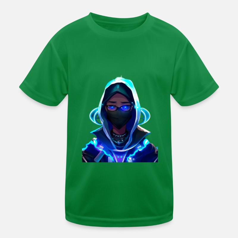 Blue Team Hacker Cyberpunk Digital Art Kinder Funktions-T-Shirt
