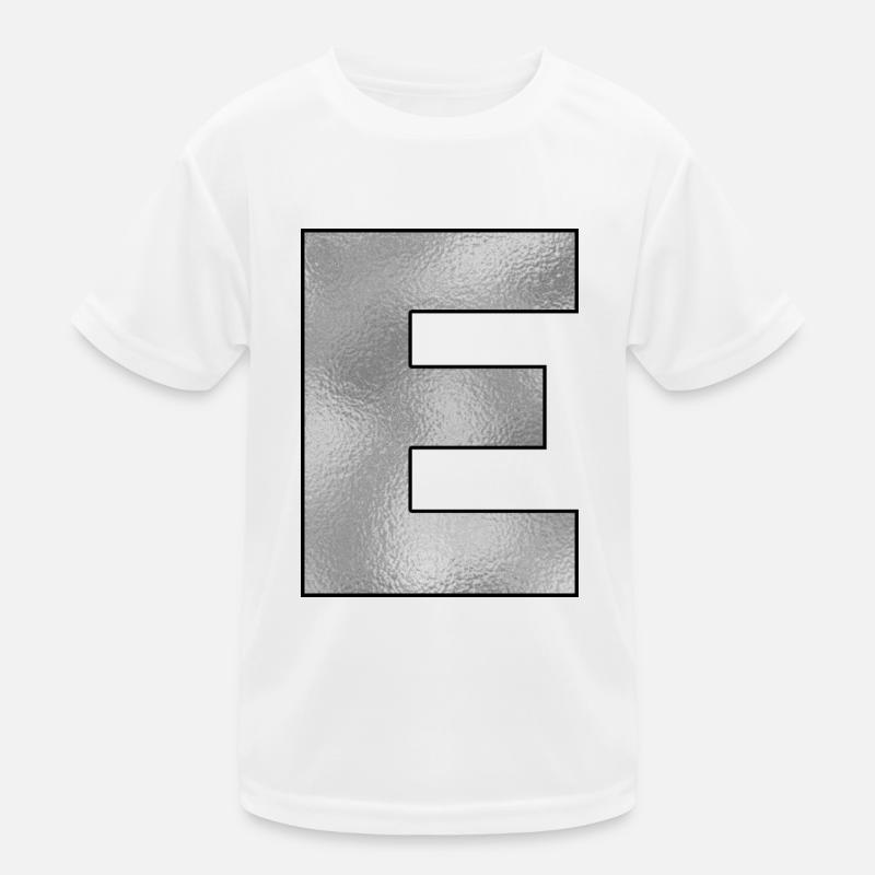 Buchstabe E Silber Kinder Funktions-T-Shirt