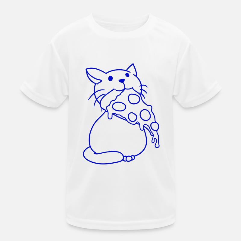 Chat mangeant du salami Pizza Faim Restauration rapide T-shirt sport Enfant