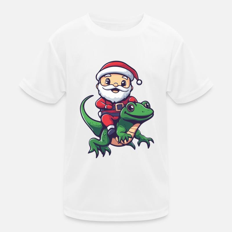 Echse Weihnachtsmann Cartoon Kinder Funktions-T-Shirt