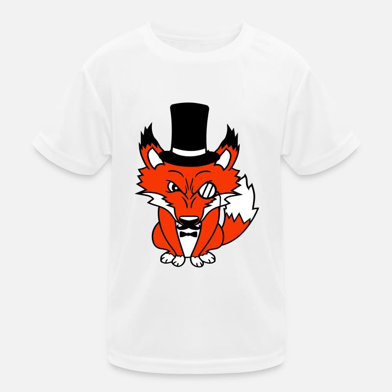 Fuchs Rotfuchs Sir Mr. Zylinder Hut Monokel Brille Kinder Funktions-T-Shirt