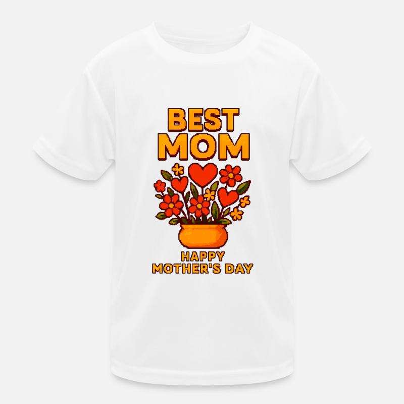 Beste Mama – Pixel-Blumenstrauß zum Muttertag Kinder Funktions-T-Shirt