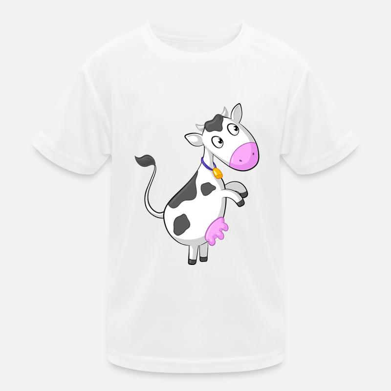 Neugierige Comic Kuh Kinder Funktions-T-Shirt