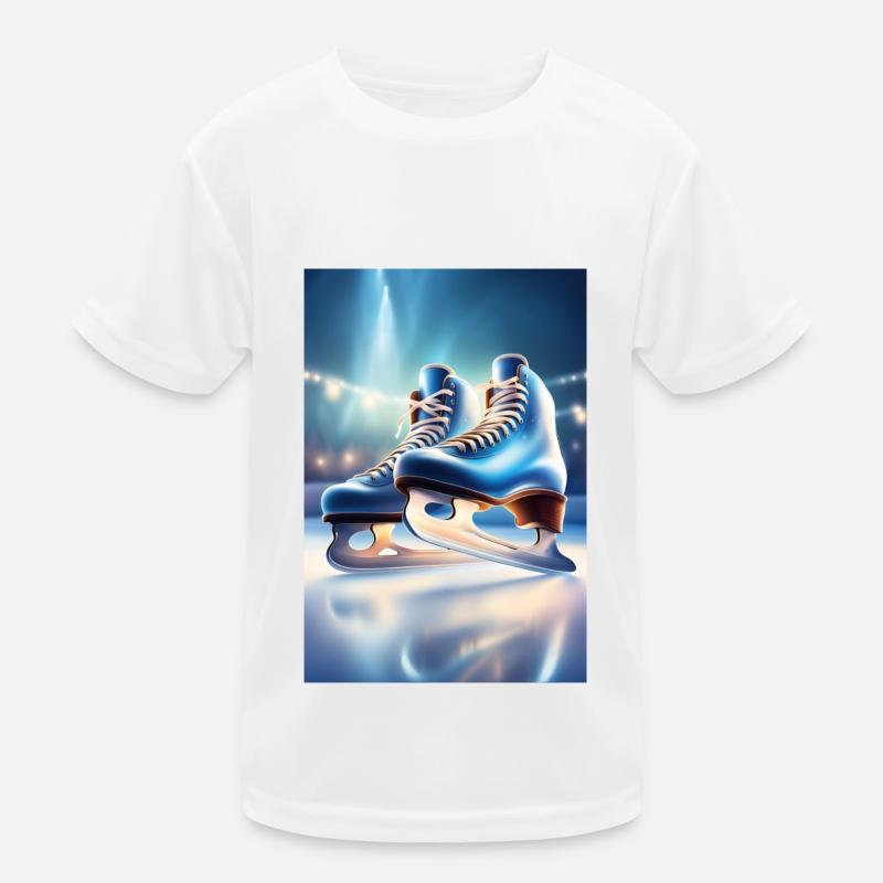 Blaue Schlittschuhe Kinder Funktions-T-Shirt
