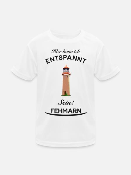 Urlaub und Entspannung auf Fehmarn, Zeichnung - Kinder Funktions-T-Shirt - Weiß