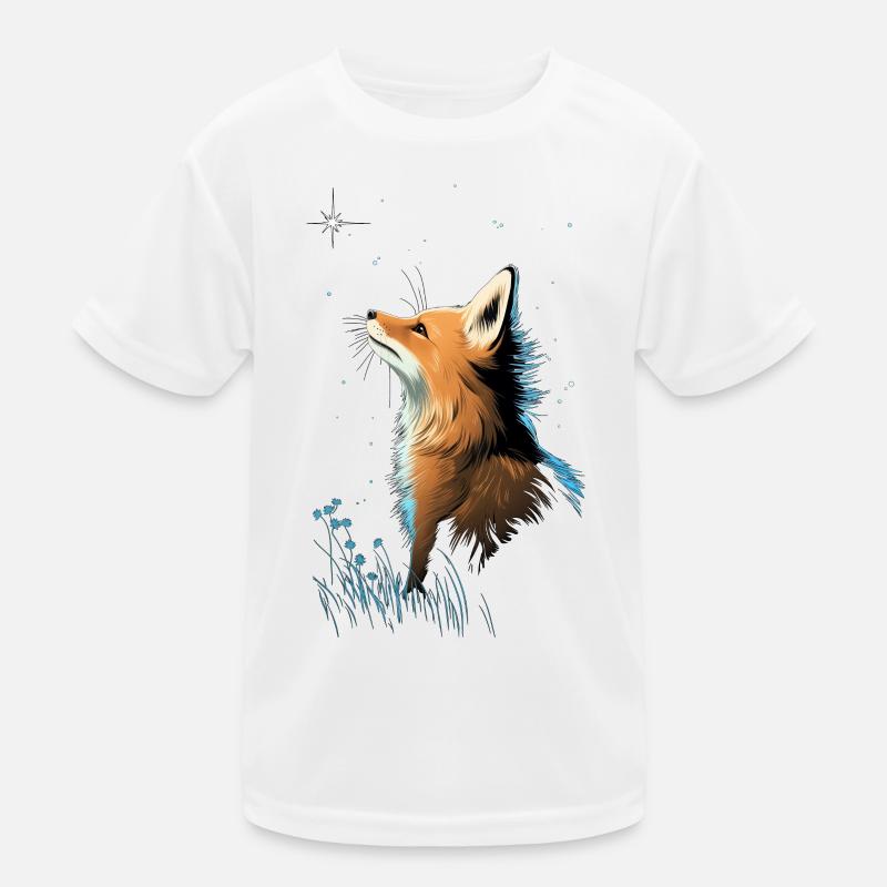 Fuchs mit Sternenhimmel - Kinder Funktions-T-Shirt - Weiß