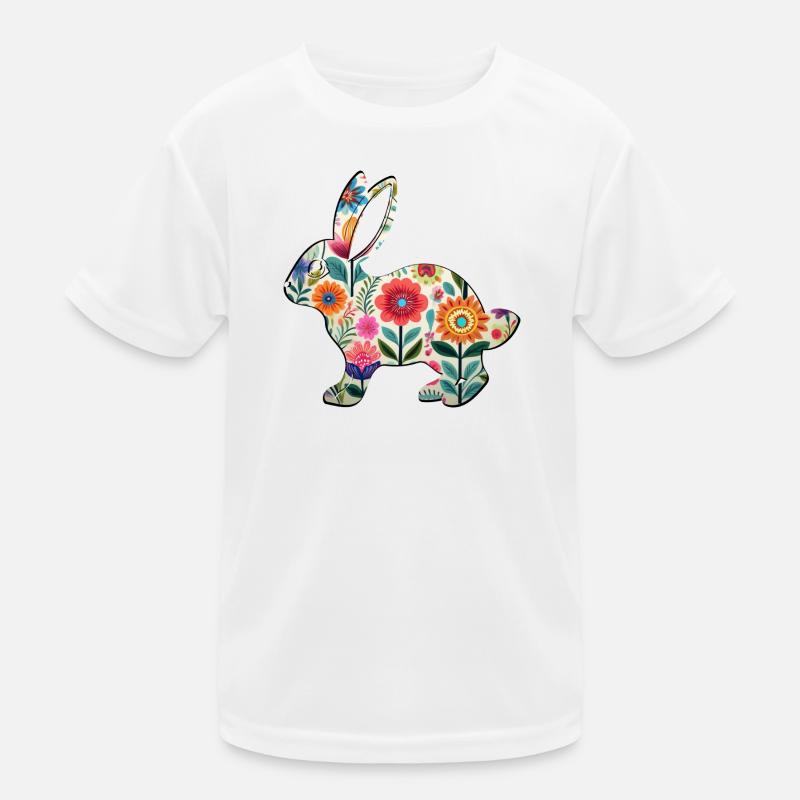 Florale Osterhasen-Silhouette - Boho Chic Kinder Funktions-T-Shirt