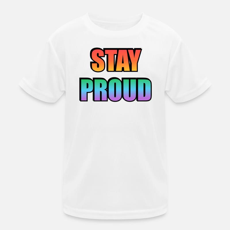 Stay Proud Gradient Text Design Kinder Funktions-T-Shirt