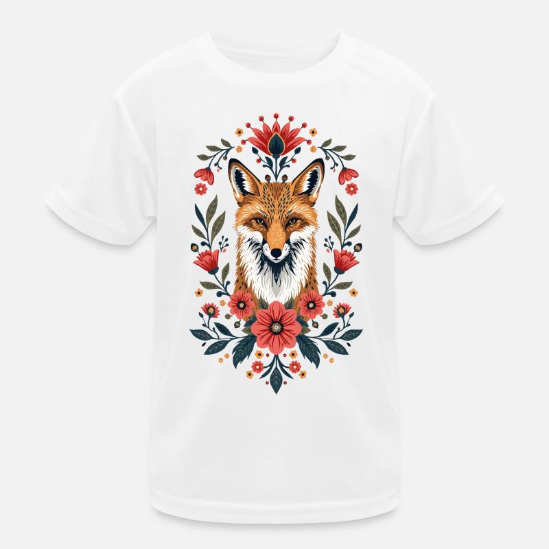 Blumenfuchs Porträt Kinder Funktions-T-Shirt