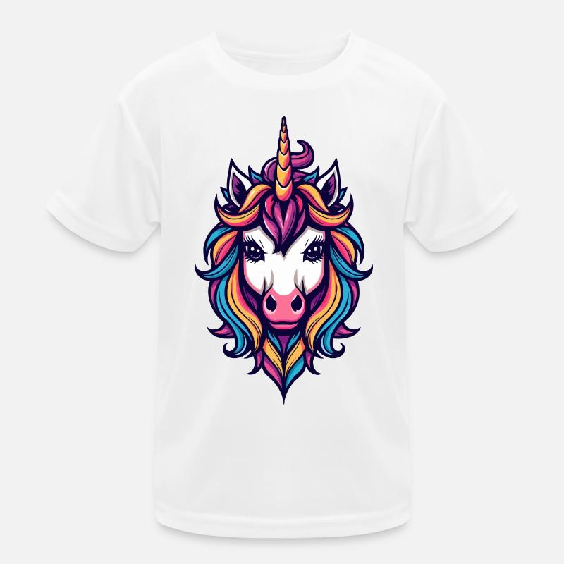 Regenbogen Einhorn Kopf Kinder Funktions-T-Shirt