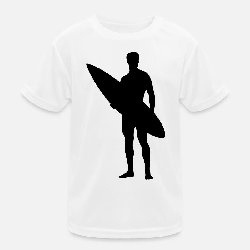 Surfer Silhouette Minimal - Kids Functional T-Shirt - white