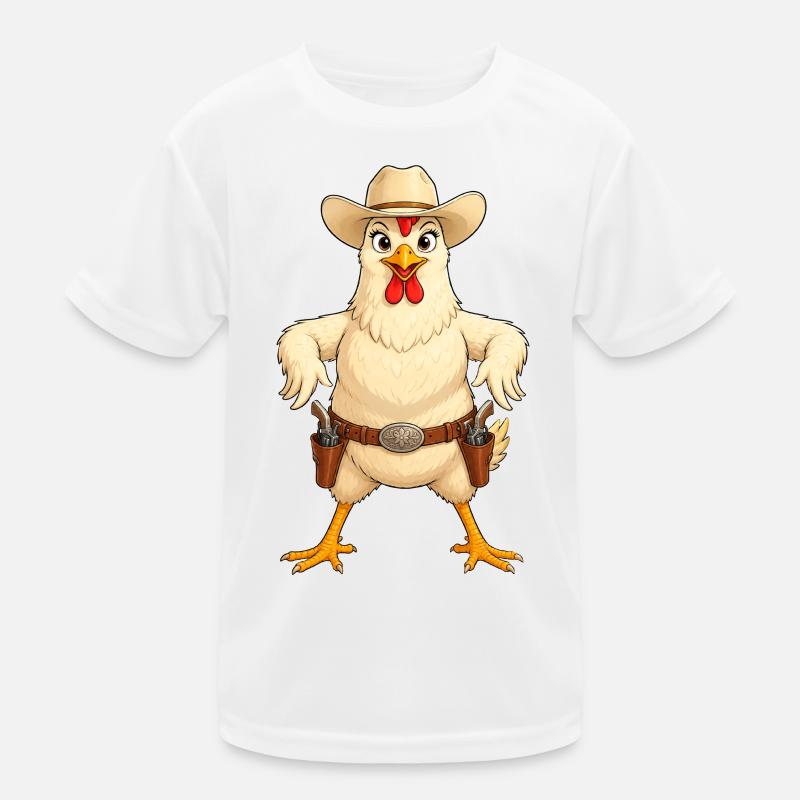 Chicken in Western Pose Kids Functional T-Shirt