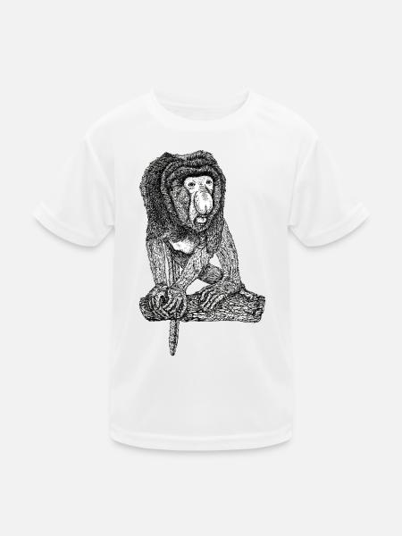 Nasenaffe - Kinder Funktions-T-Shirt - Weiß