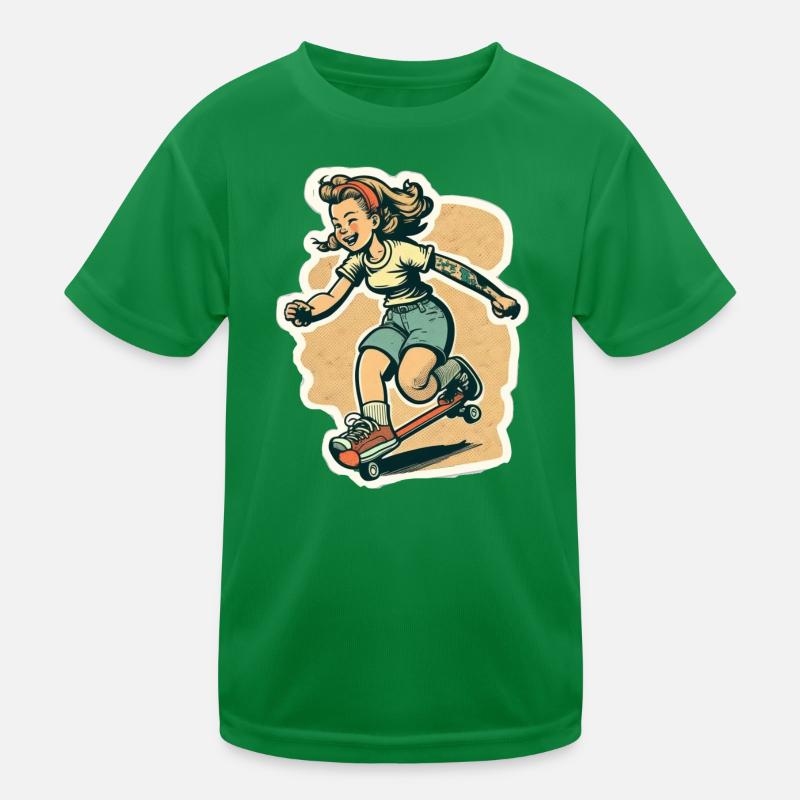 Skater-Mädchen Kinder Funktions-T-Shirt