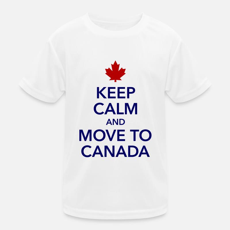 keep calm move to Canada Maple Leaf Canada America Kids Functional T-Shirt