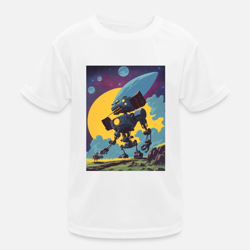 50s Cartoon - Crazy Robot - Sci-Fi Kids Functional T-Shirt