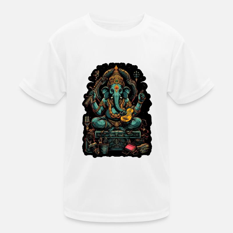 Neon - Ganesha - Elephant God - Instruments - pos Kinder Funktions-T-Shirt