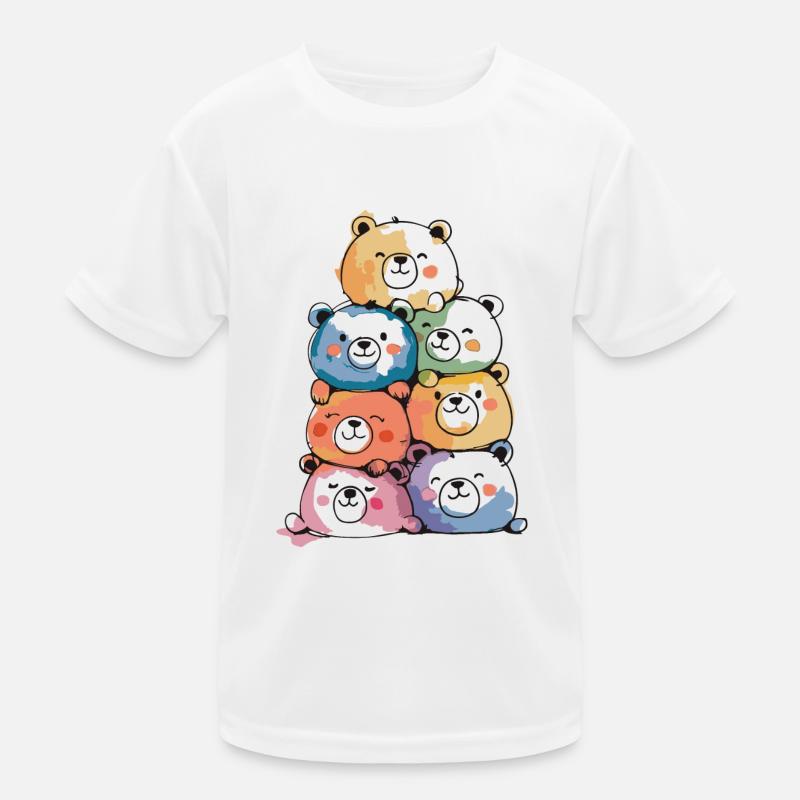 Colorful Bear Stack – Cute Watercolor Kids Functional T-Shirt