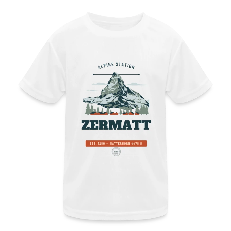 Zermatt badge on a kids functional t-shirt