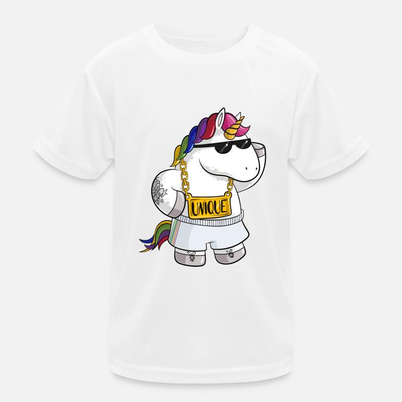 Unique Comic Einhorn - Kinder Funktions-T-Shirt - Weiß