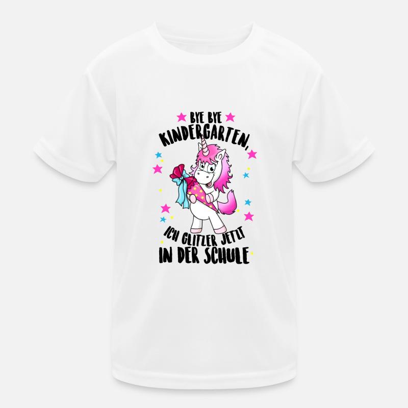 Einschulung Einhorn Schulkind Glitzer Schultüte Kinder Funktions-T-Shirt