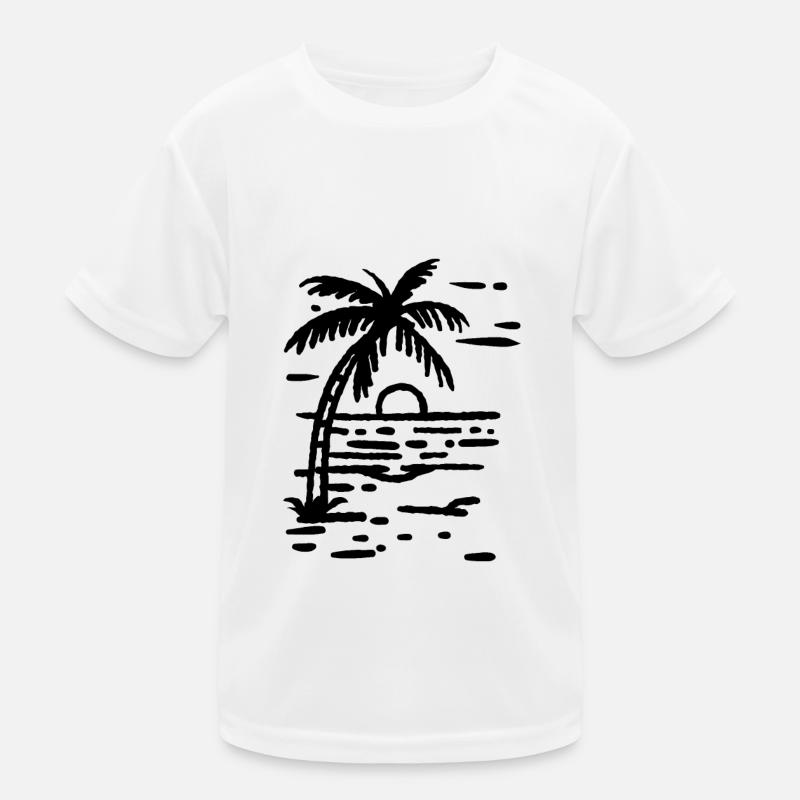 Palm Tree Beach Sunset Kids Functional T-Shirt