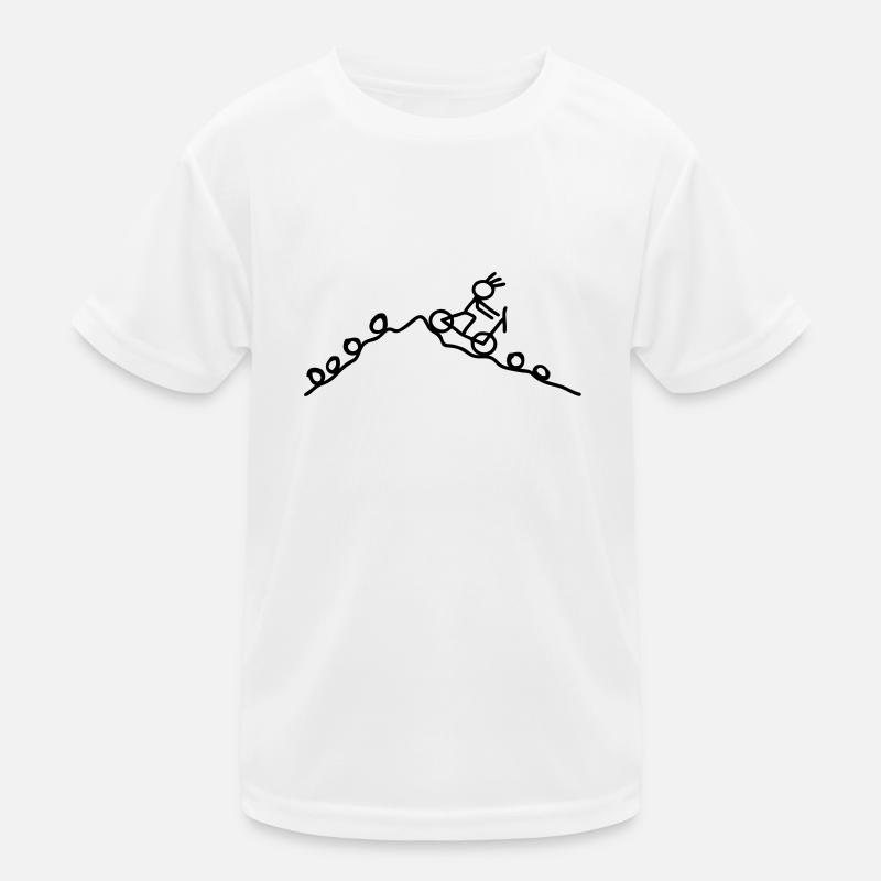 Strichmännchen MTB Rad - Kinder Funktions-T-Shirt - Weiß