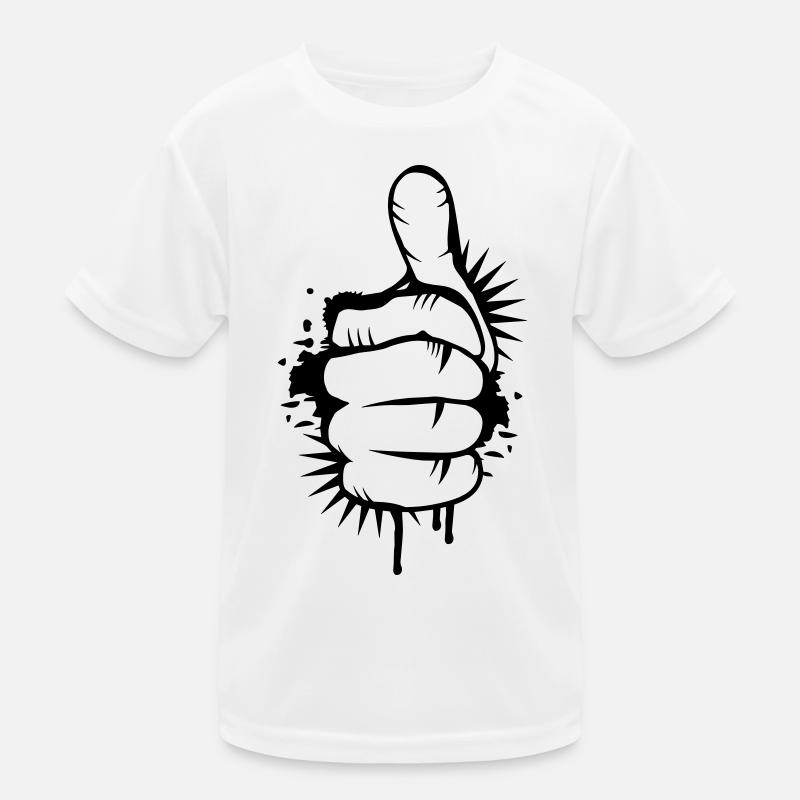 Hand mit Daumen nach oben - Kinder Funktions-T-Shirt - Weiß