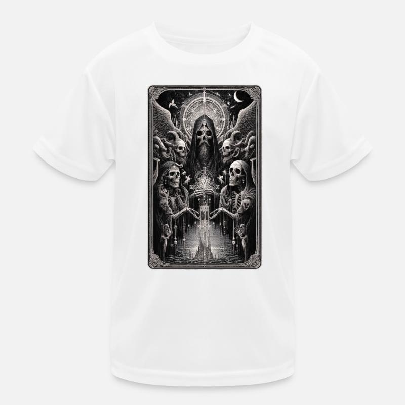 Der Sensenmann und die Skelette: Gothic-Mystik Kinder Funktions-T-Shirt