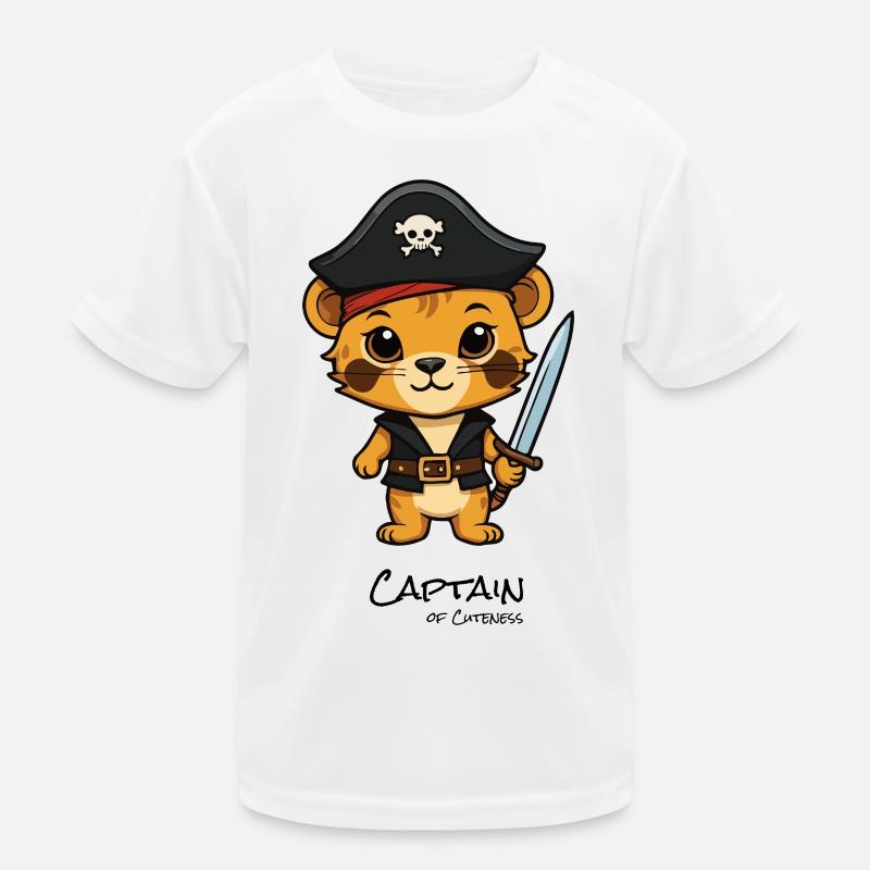 Piratenkätzchen mit Säbel Kinder Funktions-T-Shirt