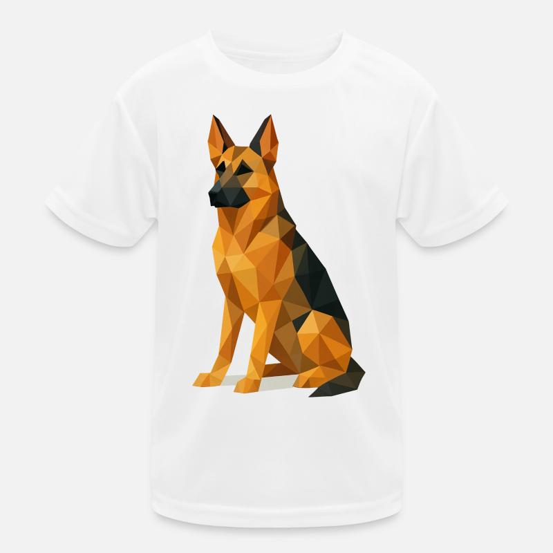 German Shepherd Dog in Low Poly - Kids Functional T-Shirt - white